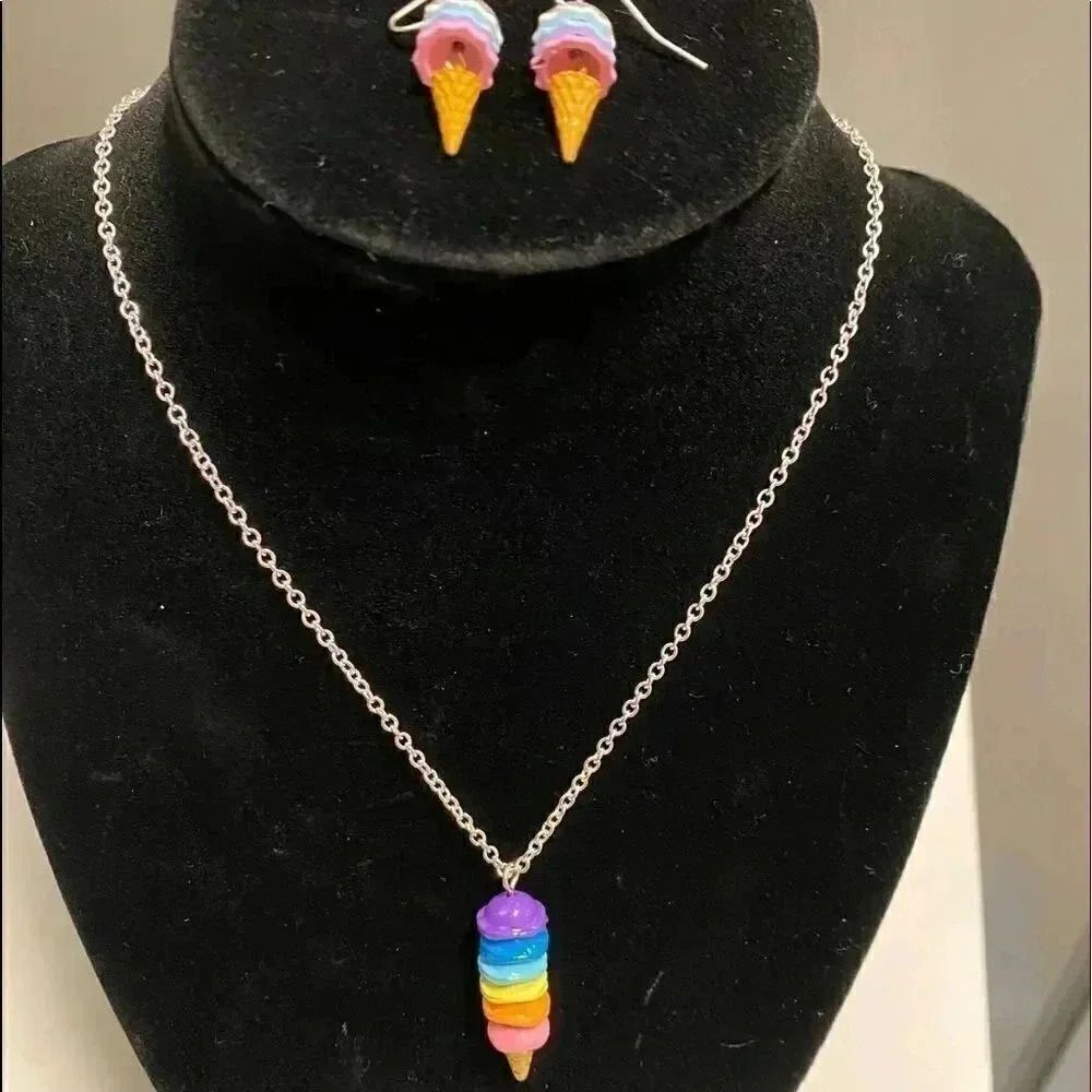Adorable ice cream earrings and necklace